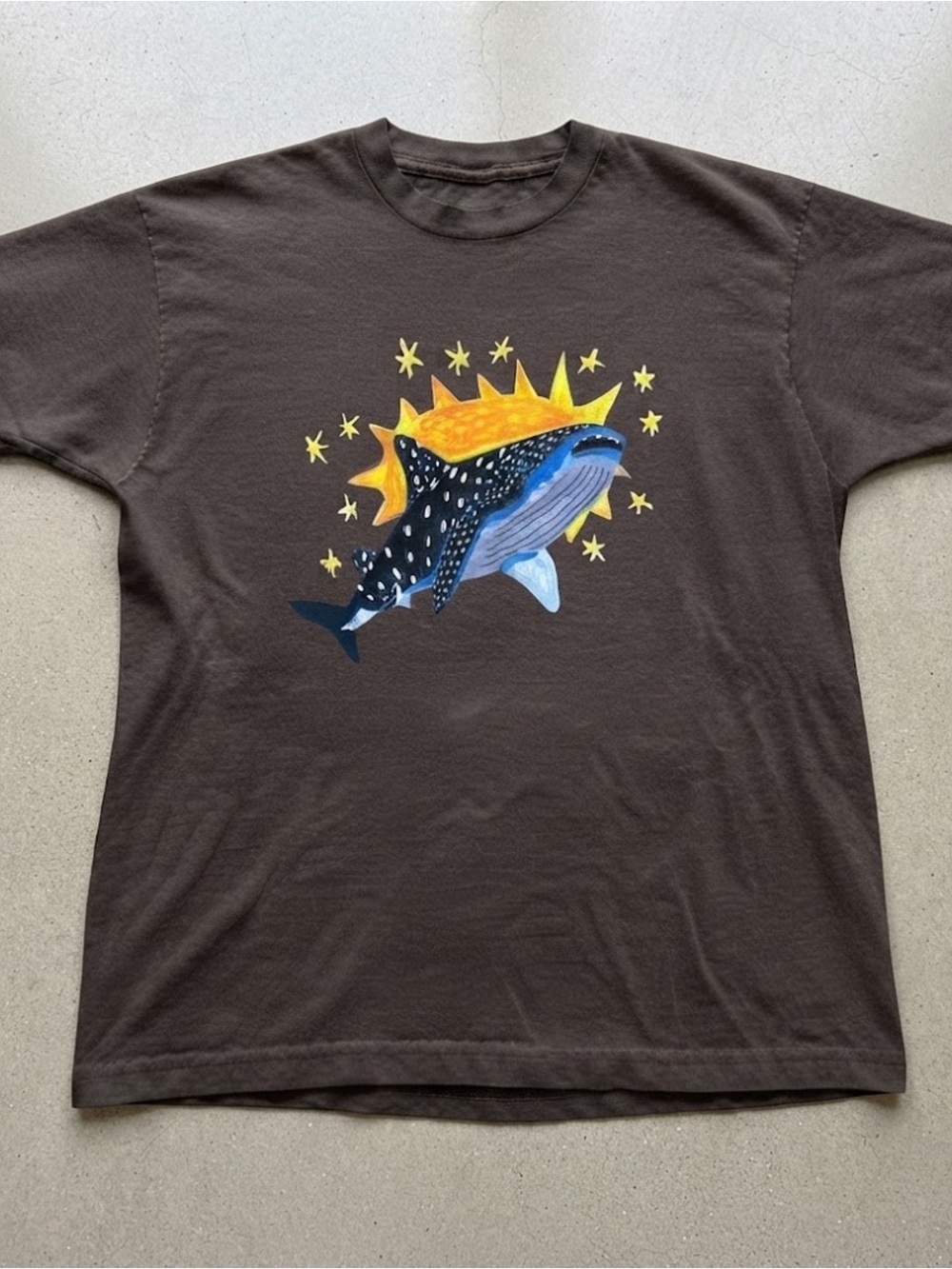 Whale Shark Graphic Gildan T-shirt Brown Cotton